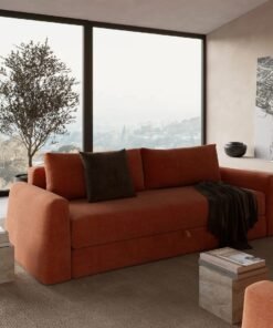 Sofa bed with cone arms and storage base