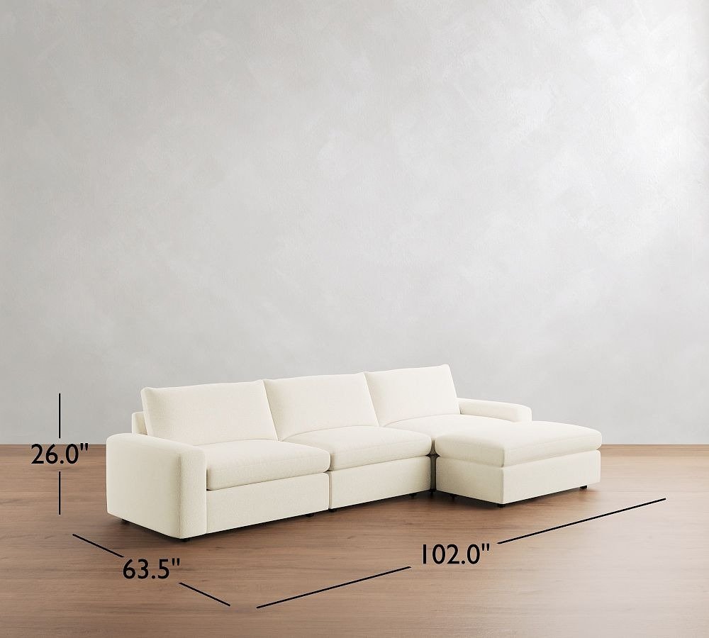 Modular chaise sectional with square arms and loose cushions - Image 2