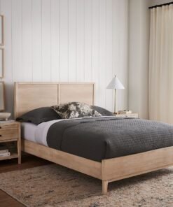 Bed frame with solid wood construction and slat support