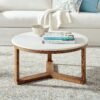 Coffee table with marble top and adjustable levelers