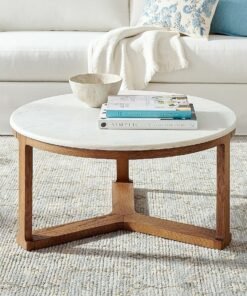 Coffee table with marble top and adjustable levelers