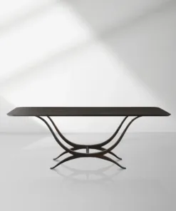Chorda 84" Rectangular Dining Table Iron Base, Stoneware Tabletop