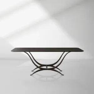 Chorda 84" Rectangular Dining Table Iron Base, Stoneware Tabletop