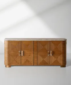 Grey Emperador marble Kensley Sideboard Wood Buffets Cabinet