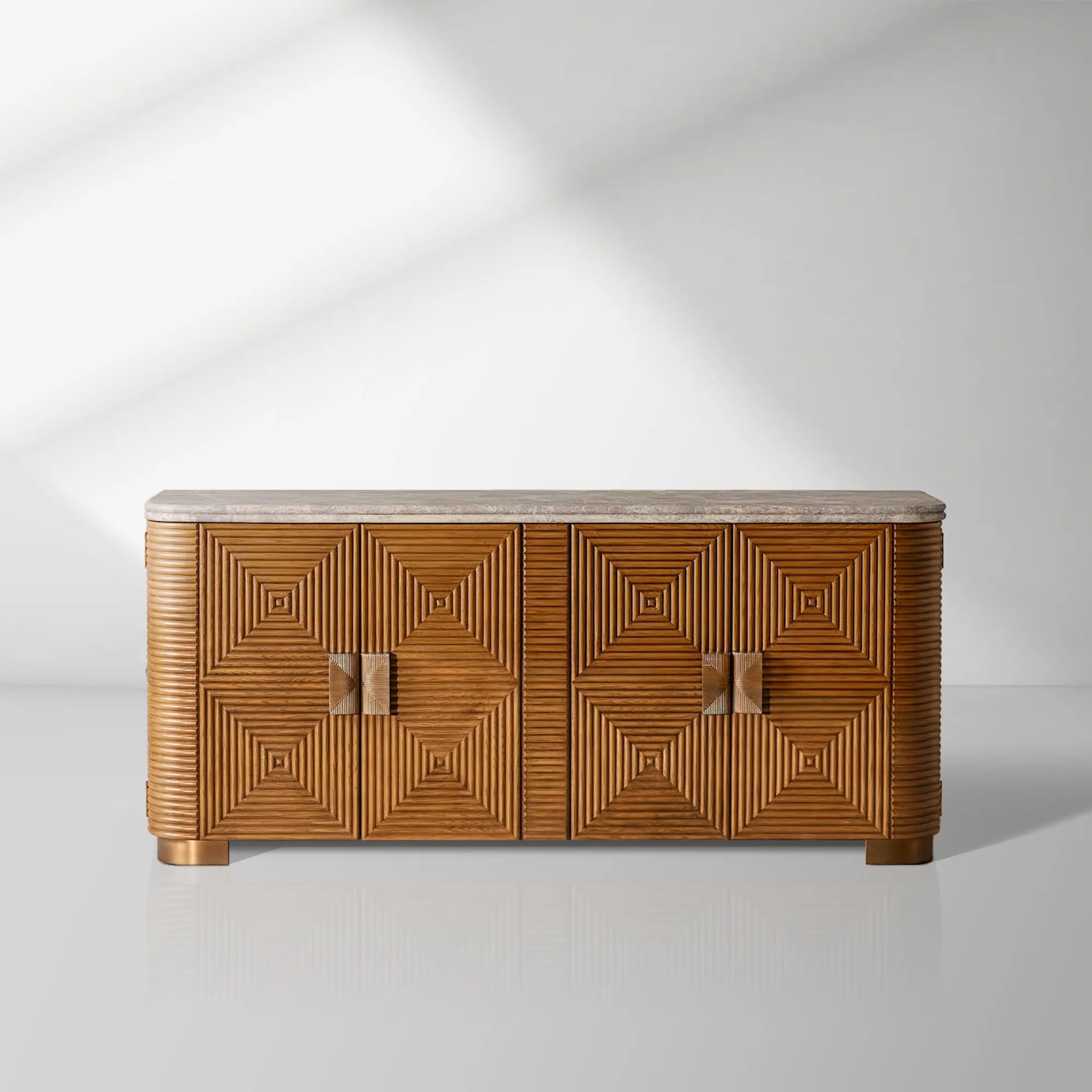 Grey Emperador marble Kensley Sideboard Wood Buffets Cabinet