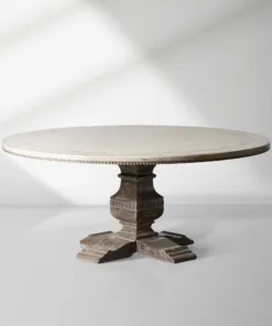 Serra Ribbon Solid Poplar Wood Round Dining Table