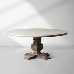 Serra Ribbon Solid Poplar Wood Round Dining Table