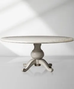Girardi Margherita Bell'Arte Antique White Round Dining Table Hand-Painted Border Pattern