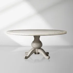 Girardi Margherita Bell'Arte Antique White Round Dining Table Hand-Painted Border Pattern