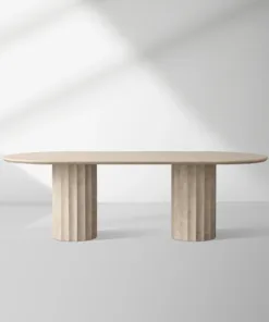 Danae Stone Dining Table With Marble Pedestal Base
