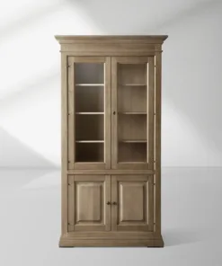 Tuscany Italian Crafted Wood Display Storage Cabinet With Glass Door
