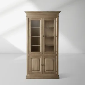 Tuscany Italian Crafted Wood Display Storage Cabinet With Glass Door