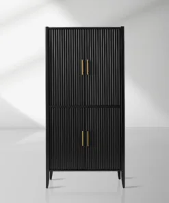 Louis Wood Bar Cabinet Constructivist-Inspired Wine Cabinet With Drawer