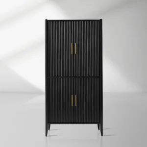 Louis Wood Bar Cabinet Constructivist-Inspired Wine Cabinet With Drawer