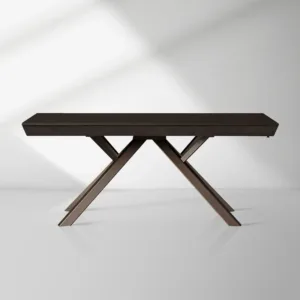 Powell Expandable Wood Dining Table with Steel Base