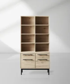 Sullivan Oak Wood Bookcase Office Storage Cabinet with File Drawer