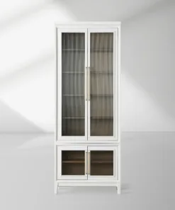 Rowan Modular Reeded Tall Display Cabinet With Glass Doors