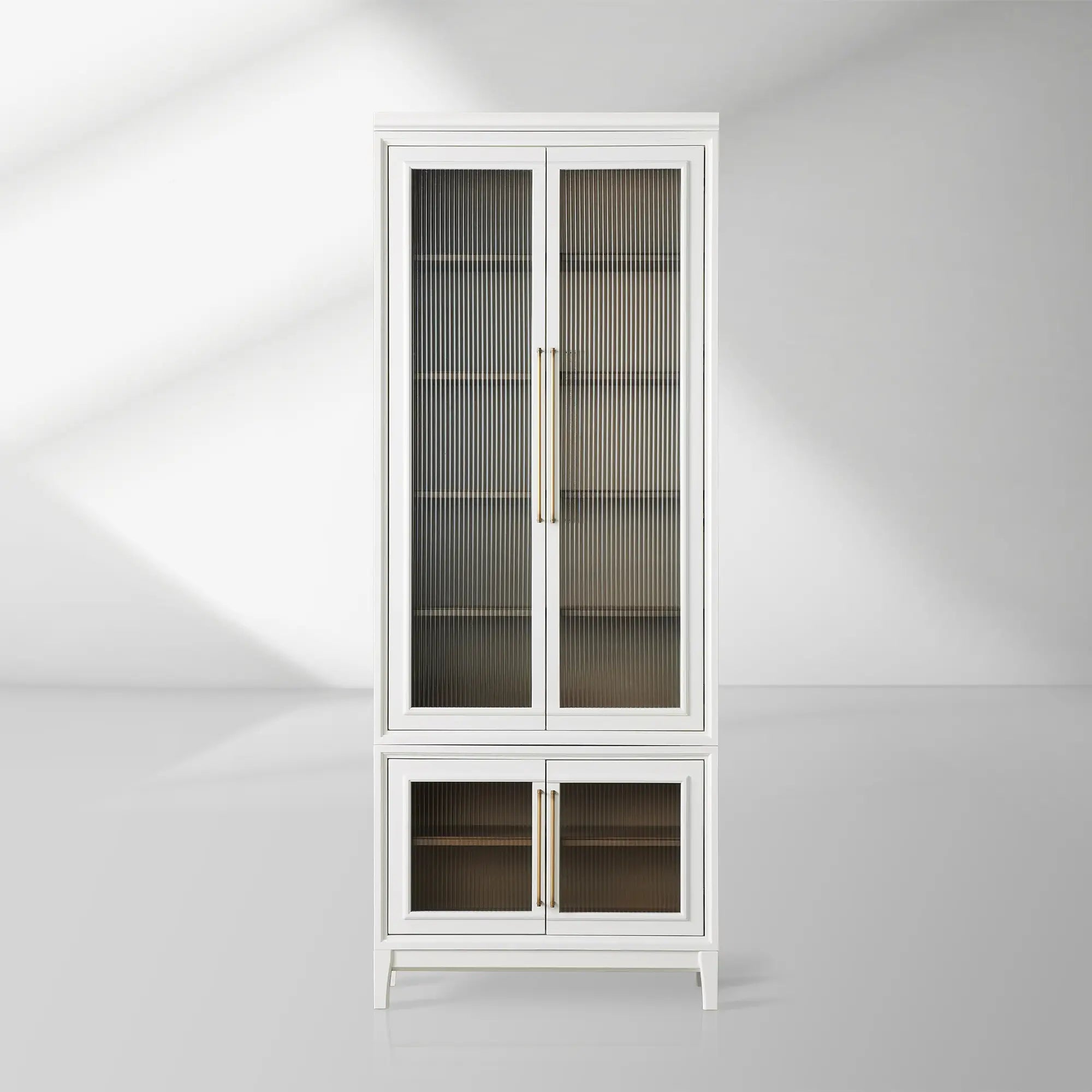 Rowan Modular Reeded Tall Display Cabinet With Glass Doors