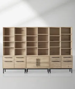 Sullivan Large Modular Bookcase Wood Living Room Tall Cabinet with File Drawers