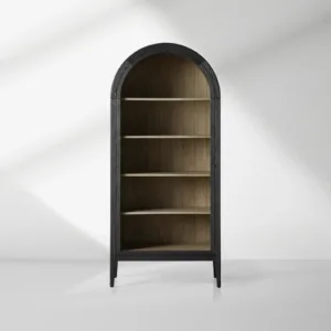 Hattie Solid Oak Open Bookcase Arch-Inspired Design Display Cabinets