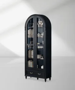 Hattie II Glass tall Display Cabinet Wood Classical European Design