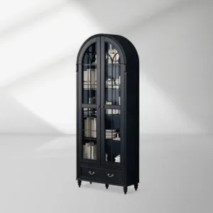 Hattie II Glass tall Display Cabinet Wood Classical European Design