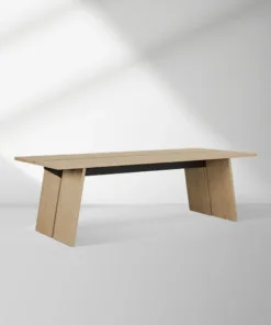Carlisy Wood Rectangle Dining Table with Ash Wood Planks Top