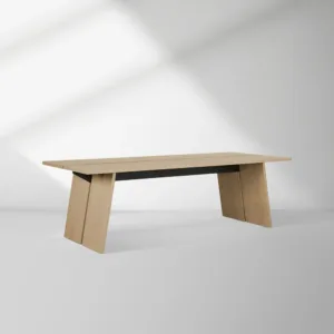 Carlisy Wood Rectangle Dining Table with Ash Wood Planks Top