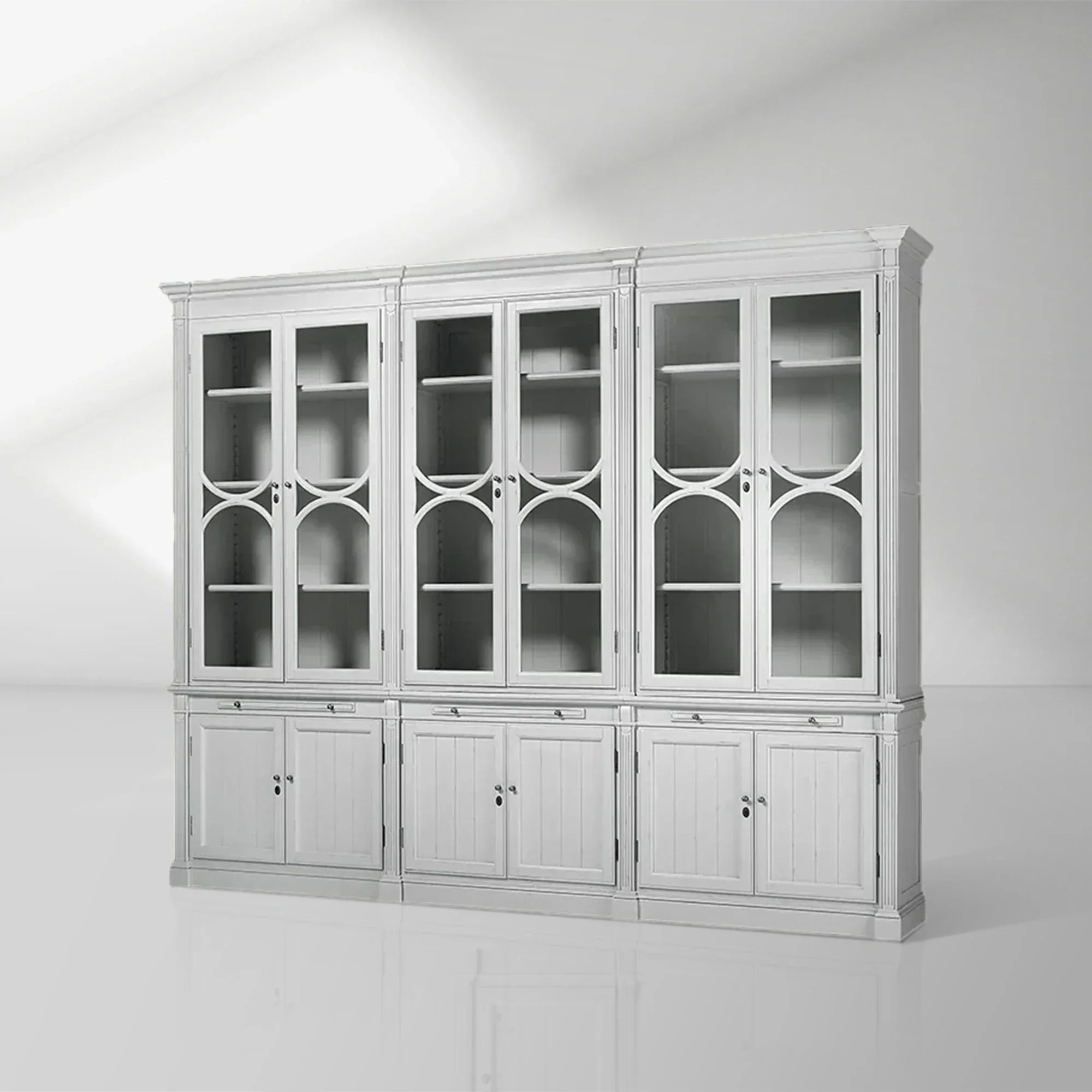 Athens Modular Large Display Cabinet With Glass Doors & Adjustable Shelves