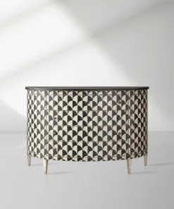 Andretta solid poplar wood drawer Cabinet With black and white geometric motif