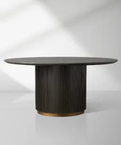 Finnley Round Wood Dining Table With Carrara Marble or Bluestone Top