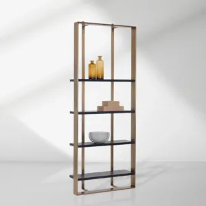 Dolton Modern Bookcase in Stainless Steel Frame
