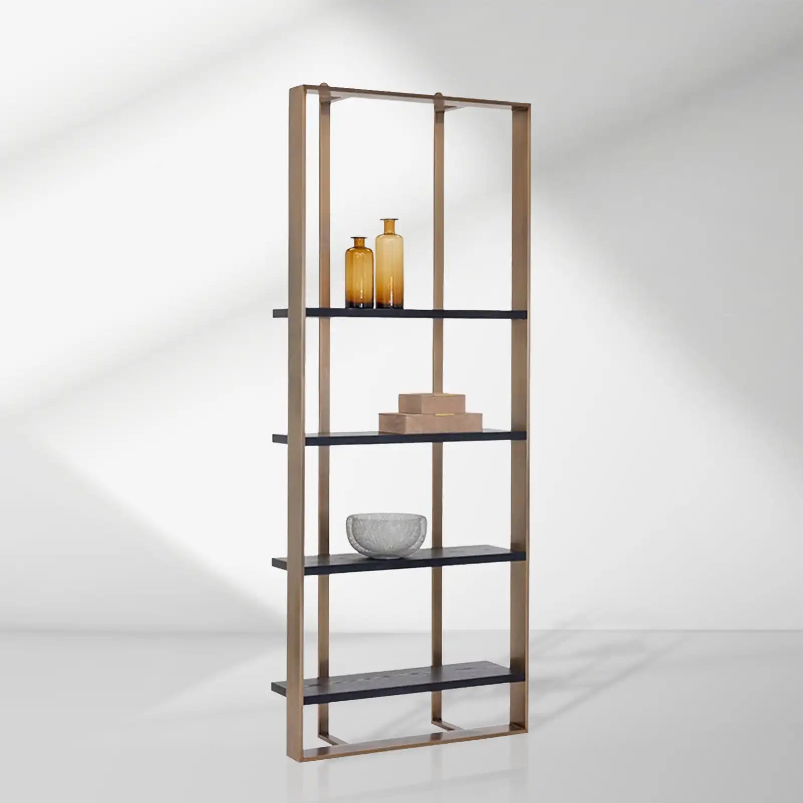 Dolton Modern Bookcase in Stainless Steel Frame