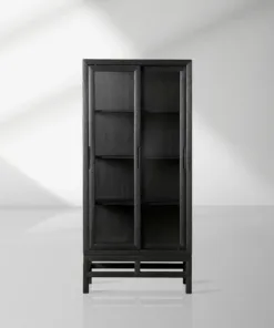 Avenue Ash Wood Display Cabinet with Sliding Glass Doors