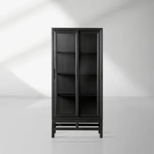 Avenue Ash Wood Display Cabinet with Sliding Glass Doors