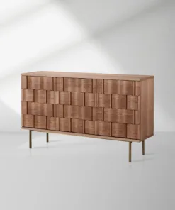 Ariel Woven-Texture 3-Door Sideboard Scandinavian Wood Storage Cabinets