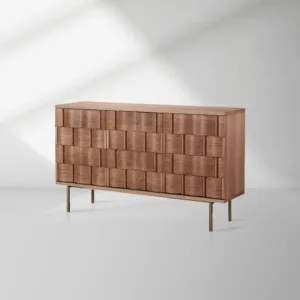 Ariel Woven-Texture 3-Door Sideboard Scandinavian Wood Storage Cabinets