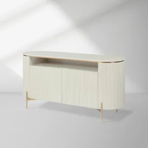 Panoso Curved Sideboard Luxury Buffet Cabinet With Gold stainless steel legs