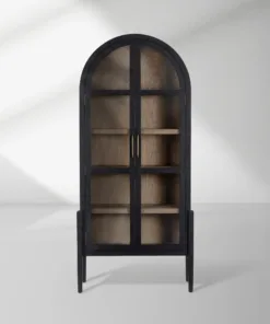 Hattie Wright Mediterranean Glass Door Display Cabinets Wood Living Dining Room Tall Cabinets