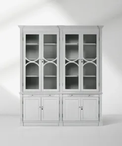 Athens Modular Display Cabinet Neoclassical Curio Bookcase with Glass Doors