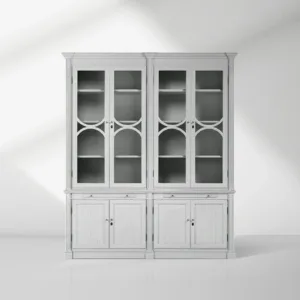 Athens Modular Display Cabinet Neoclassical Curio Bookcase with Glass Doors