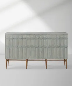 Verdin 3-Door Sideboards Wood Living Room Entrance Storage Cabinets With Steel Base