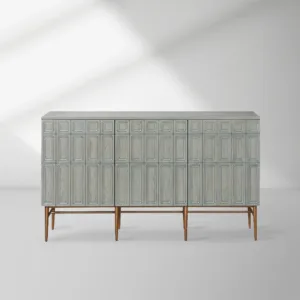 Verdin 3-Door Sideboards Wood Living Room Entrance Storage Cabinets With Steel Base