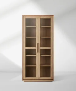 Willow Wood Tall Display Storage Cabinets Clean-Line Design