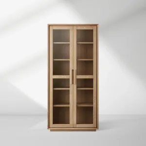Willow Wood Tall Display Storage Cabinets Clean-Line Design