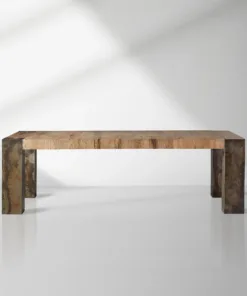 Telluride Mexican Oak Dining Table With Naturally Oxidized Steel Base