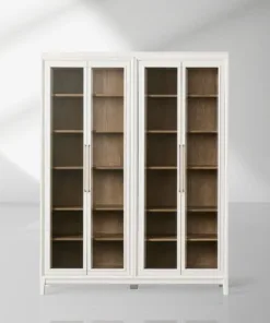 Rowan Modular Wood Tall Display Cabinet With Glass Doors