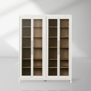 Rowan Modular Wood Tall Display Cabinet With Glass Doors
