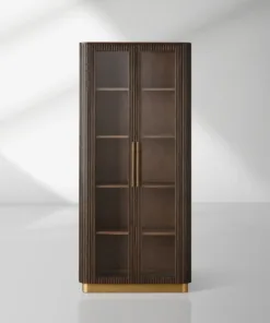 Finnley Glass Door Solid Wood Display Cabinet