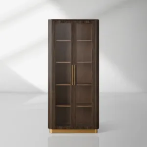 Finnley Glass Door Solid Wood Display Cabinet